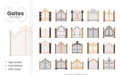 Conjunto de elementos vectoriales de 20 puertas