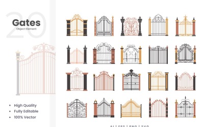 Conjunto de elementos vetoriais de 20 portas
