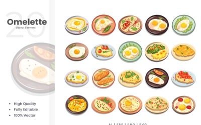 Ensemble de 20 éléments vectoriels omelette
