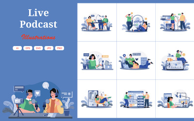 M598_ Canlı Podcast İllüstrasyon Paketi 1