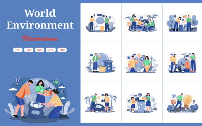 M599_ Pacchetto illustrazioni per l&amp;#39;ambiente mondiale 1