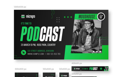 Šablona podcastových webových bannerových reklam