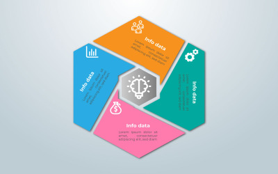Design de modelo de elemento infográfico vetorial de estilo polígono de quatro etapas.