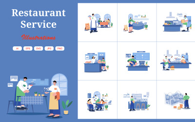 M566_Restaurant Service Illustratiepakket