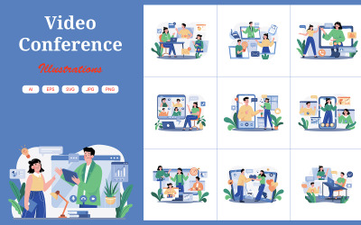 M576_Pack d’illustrations de vidéoconférence