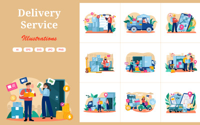 M582_Paquete de ilustraciones del servicio de entrega