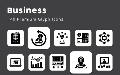 Affari 140 icone glifi Premium