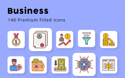 Business 140 Premium fyllda ikoner