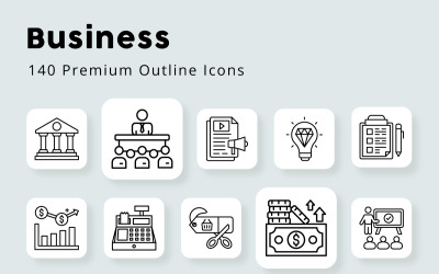 Business 140 Premium Outline ikonok
