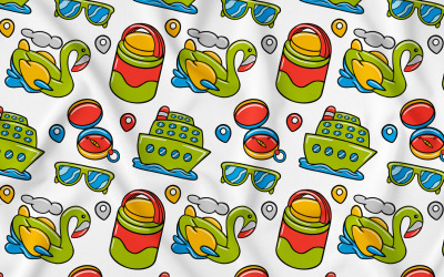 Gezgin Kawaii Doodle Kusursuz Desen 01