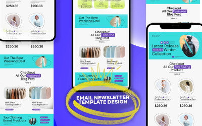 Modello della pagina di destinazione della newsletter via e-mail per la promozione dei prodotti di moda