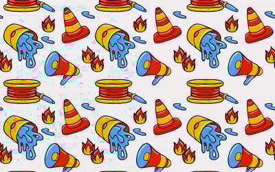 Пожежний Kawaii Doodle безшовні візерунок 01