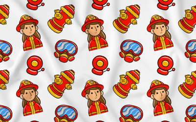 Brandweerman Kawaii Doodle naadloze patroon 04
