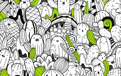 Ilustración de vector de garabato de cactus
