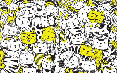 Katzen-Doodle-Vektor-Illustration