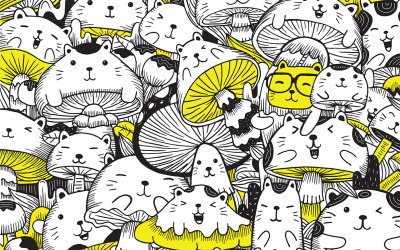 Illustrazione vettoriale di doodle di funghi