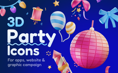 Sparkly - Parti ve Kutlama 3D Simge Seti