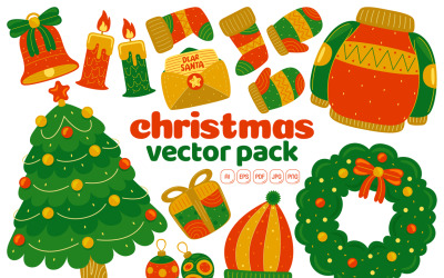 Pack d&amp;#39;illustrations vectorielles de Noël #01