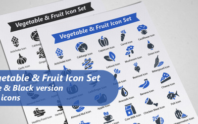 Conjunto de ícones de vegetais e frutas