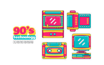 90er-Jahre-Technologie-Vektorpaket 01