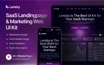 Landzy - SaaS Açılış Sayfası Kullanıcı Arayüzü Kiti
