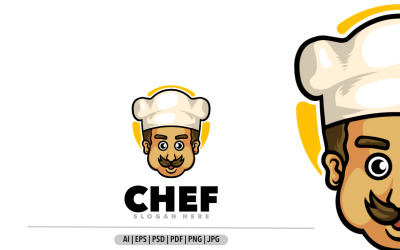 Симпатичная иллюстрация дизайна логотипа талисмана шеф-повара