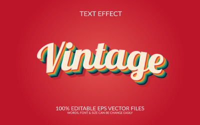 Illustrazione del modello di effetto testo vettoriale modificabile 3D vintage retrò