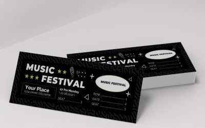 Layout de modelo de ingresso para festival de música