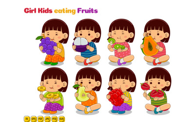 Ragazze che mangiano frutta Vector Pack n. 02