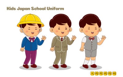 Paquete de vectores de uniforme escolar japonés para niños n.° 11
