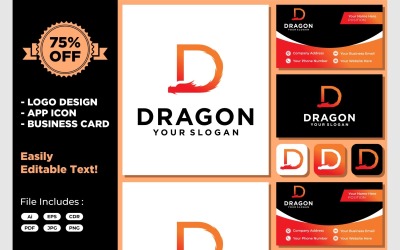 Bokstaven D Dragon Monster Logotyp