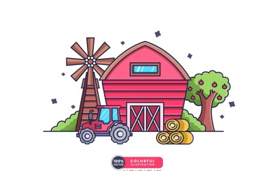 Farm Building Vector Illustration