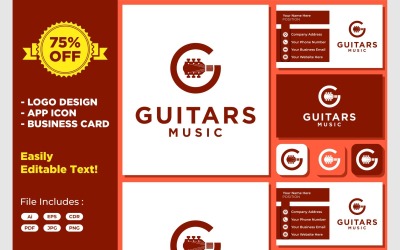 G harfi gitar müzik logosu