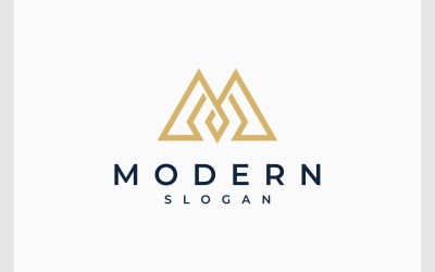 Bokstaven M Monogram Geometrisk Enkel Logotyp