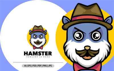 Cute hamster mafia mascot design logo template