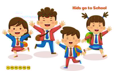 Dzieci chodzą do szkoły ilustracji wektorowych 01