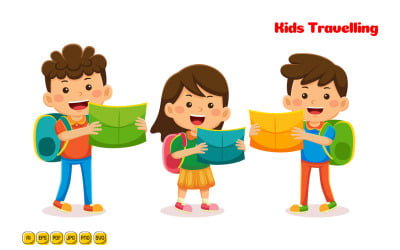 Kids Traveling Vector Illustration 01