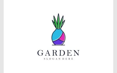 Pflanzenblumen-Blatt-Topf-Logo