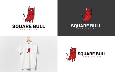 Quadratische Bull-Logo-Design-Vorlage