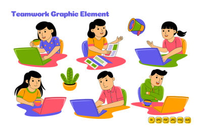 Teamwork Graphic Element Vector Illustration #02