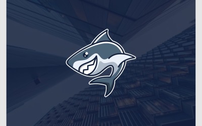 Cute Shark Mascot Cartoon Logo