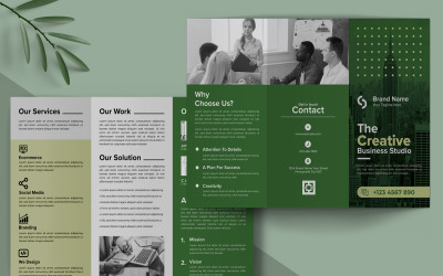 Layout der dreifach gefalteten Broschürenvorlage für Unternehmen