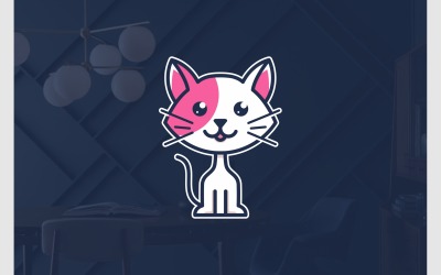 Logotipo de dibujos animados lindo gato gatito mascota