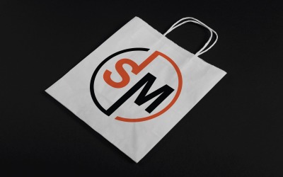 Daire SM Mektup Logo Şablonu Tasarımı