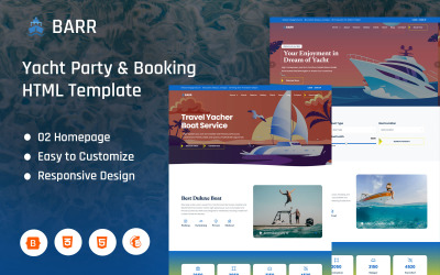 Modèle de page d&amp;#39;accueil pour réservation et fêtes en yacht - Barr