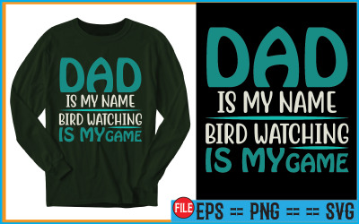 Papa est mon nom L&amp;#39;observation des oiseaux est mon jeu Designs de t-shirts