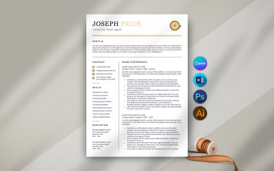 Corporate Travel Agent Canva Resume Template