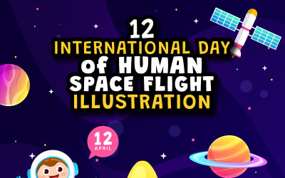 12 Día del vuelo espacial humano Ilustración