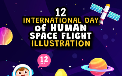 12 Lidský vesmírný letový den ilustrace