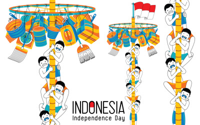 Endonezya Bağımsızlık Günü Vektör İllüstrasyon #01